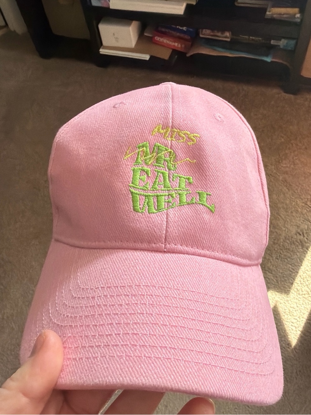 Mr. Eat Well x Heather McMahan Pink Embroidered Baseball Cap